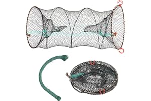 YOLOUP 30 x 60 cm Nasse à Écrevisses Pliable Piège à Poisson Pliable Filet à Crabes avec 1 Sangle Cordon en Nylon 36m*1.5mm pour Crevettes Écrevisses Homards Anguilles