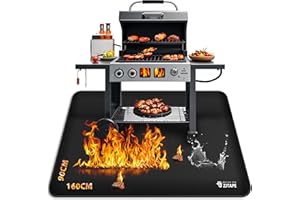 ZJTAPE Base ignífuga – 160 x 90 cm plegable para barbacoa, protección del suelo, base de fibra de vidrio de silicona, resistente al agua, para barbacoa, suelo, chimenea, césped y camping