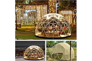 GOJLEX Invernadero de jardín iglú, 12 x 7 pies, tienda de campaña de cúpula de PVC, resistente a la intemperie, tienda de campaña de burbujas de jardín con 2 cuerdas de luz de 10 m, cúpula de jardín