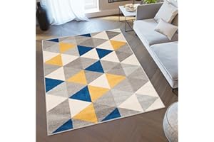 TAPISO Lazur Alfombra de Pelo Corto Resistente Diseño Moderno Gris Crema Azul Marino Amarillo Alfombra de Dormitorio Habitación Infantil Juvenil Salón Oeko-Tex 200 x 290 cm