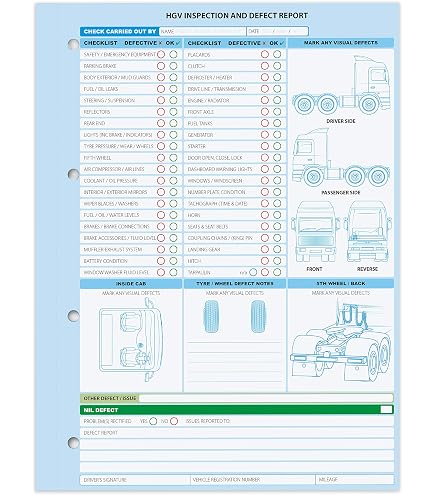 15X TACHPRO 50 SEITEN DUPLIKAT FAHRZEUG TÄGLICHE PRÜFUNG & DEFEKT
