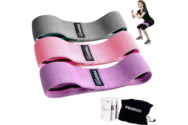 PROIRON Bande Elastique Fitness Bande de Résistance Set de 3 Hip Bands Tissu Antidérapant pour Hanche Jambes Corps Fessiers Musculation Pilates Squat Sport Crossfit