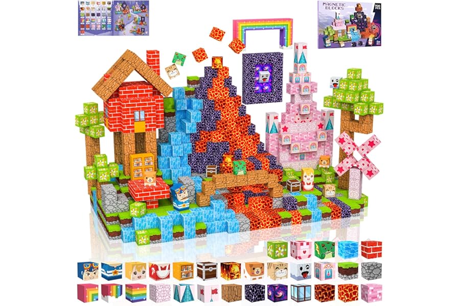 Crifeton 150 Pieces 2 cm 3 + Magnetic Blocks for Children Magnetic Blocks Magnetic Building Blocks Montessori Toys from 3 4 5 6 7 8 9 10 11 12 Years Birthday Gifts