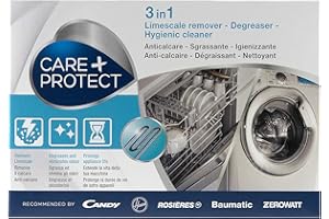 CARE + PROTECT 3 in 1, antical, desengrasante y desinfectante, para lavavajillas y lavadora, universal, original, profesional, en polvo, 12 sobres.