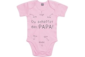 Shirtoo Baby Body Geschenk zur Geburt: Papa Du schaffst das – für Mädchen (0 – 3 Monate)