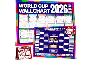 World Cup Wall Chart 2026 | A1 Size 2026 World Cup Football Poster with UK Fixtures, Dates, Kick Off Times, Stadiums & Host C