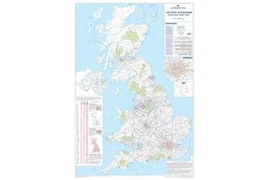MAP MARKETING UK Postcode Wall Map - Large Wall Map - 120cm X 83cm - Clearly Shows Postcode, County And District Boundaries, Main Roads, Cities, Towns And Villages (Paper)