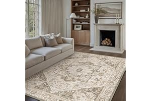 HUGEAR Vintage Tappeto Salotto Marrone Tappeti 180x270cm Soggiorno Antiscivolo Lavabile in Lavatrice Tapette Camera da Letto Sala Ufficio Bambina Bambino Pelo Corto Grande Carpet