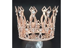 Crown, Vofler Cake Topper Baroque Queen Tall Tiara Crystal Rhinestone Hair Decor for Women Lady Girl Bridal Bride Princess Birthday Wedding Pageant Prom Homecoming Halloween Witch Costume Party