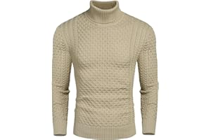 COOFANDY Mens Turtleneck Sweater Casual High Roll Neck Jumper Slim Fit Solid Color Knit Sweater Warm Turtleneck Pullover Winter Jumper