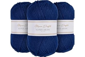 Utopia Crafts Super Aran Lot de 3 pelotes de fil à tricoter et crochet 100 g (Twilight Indigo)