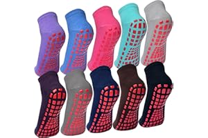 Kevaler 10 Paia Calzini Yoga Donna Antiscivolo Donna Calze Pilates Caviglia con Puntini in Gomma per Fitness Danza Pilates Sport