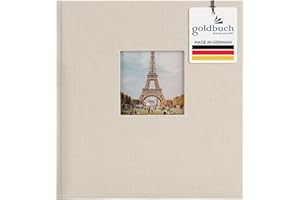 goldbuch 27 723 Bella Vista Fotoalbum mit Bildausschnitt Sandgrau, Erinnerungsalbum im Format 30 x 31 cm, Foto Album 60 weiße Seiten mit Pergamin-Trennblättern, Fotobuch mit Leineneinband, Grau