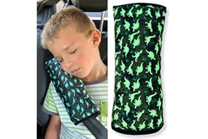 HECKBO Dino oreiller de voiture pour enfants - lavable en machine - doudou doux - oreiller de ceinture de voiture de haute qualité, housse de ceinture (Dinosaure)