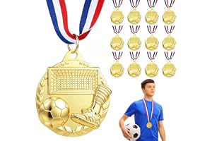 Hianjoo metalowe złote medale na 1. miejsce ze wstążką na szyję dla dorosłych, medal za udział w zawodach sportowych, uroczystości i upominki na imprezę piłkarską, 12 szt