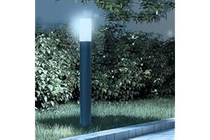Partenopea® Lampione a led lampioncino con attacco per Lampadine E27 illuminazione da esterno palo da giardino per sentieri moderno (Nero 1 Metro, Luce Fredda 6500K)