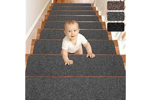 DLD D L D Stair Treads 8"x30" Non-Slip Indoor Stair Runners for Wooden Steps, 14-PackAnti-Slip Strips for Safety and Grip…