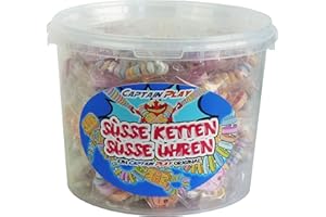 ‎CAPTAIN PLAY CAPTAIN PLAY Retro Süßigkeiten Box mit Süße Uhren und Süße Ketten Mix, 50 Stück in Einzelverpackung, 1er Pack (1 x 762g)