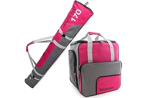 Brubaker Borsa Porta Scarponi 'Super Function 2.0' con Scomparto Casco et Sacca da Sci 'Carver PRO 2.0' Colore Fucsia/Grigio
