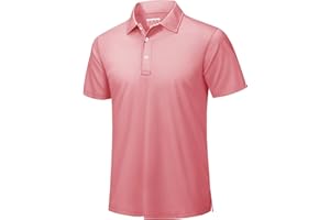 TACVASEN Men's Breathable Polo Shirts Quick Dry Casual Work Golf Shirt with Button