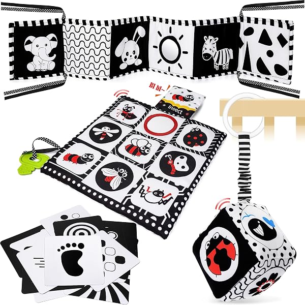 Hochet Bébé JoyPlus - Set Bracelets Et Chaussettes Noir/Blanc 0-12 Mois
