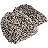 Amazon Basics Guanti Deluxe in microfibra per la pulizia dell'auto, Confezione da 2, 30 x 20 cm, Grigio Scuro