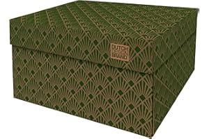 Dutch Design Brand Boîte de rangement avec couvercle – Boîtes de rangement – Carton recyclable certifié FSC (dimensions : 38,9 x 31,8 x 21,1 cm) (Art Deco Velvet Green)