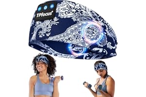 TPfocus Auriculares para Dormire Arms Auriculares Bluetooth Regalo Hombre y Mujer,Sleep Headphones Sonno Banda Deportiva Inalámbrico Recargable Bluetooth Dormire (Impreso-Cyan)