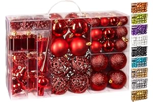 ‎BRUBAKER BRUBAKER 101-teiliges Set Weihnachtskugeln mit Baumspitze Rot Christbaumschmuck