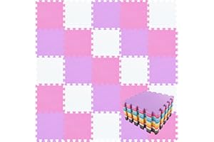 qqpp Alfombra Puzzle para Niños Bebe Infantil - Suelo de Goma EVA Suave. 18 Piezas (30 * 30 * 1cm), Blanco, Rosa, Morado.QQC-ACKb18N