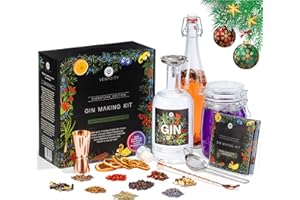 VEMACITY The Signature Edition Gin Making Kit- Make 10 Large Bottles of Classic, Colour-Changing & Pink Gin. Includes 13 UK Sourced Botanicals, Garnishes, Recipe Book & Rose Gold Cocktail Accessories.