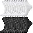 Zuimei 10 Pairs Womens White Black Sports Socks, Cushioned Trainer Womens Socks 4-7 Cotton Athletic Crew Socks Breathable Running Ladies Socks Multipack for Workout Training Hiking Walking