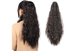 MEIRIYFA Longue Extension de Queue de Cheval Noire bouclée extension de queue de cheval à griffes ondulées Clip In Hair Extension queue de cheval 55cm