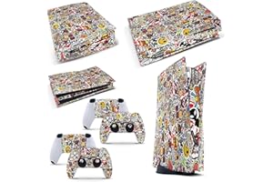 GIZMOZ N GADGETZ Skin adhesivo de vinilo de STICKERBOMB de GNG para la consola PS5 + set de 2 skins para los controladores
