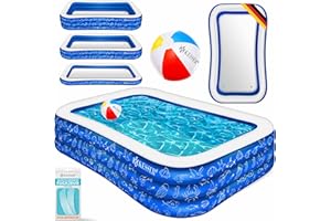 ‎KESSER KESSER® Aufblasbarer Pool Familienpool für Kinder und Erwachsene Gartenschwimmbad Familienschwimmbad Sommer 240x142x56 cm Planschbecken 613 Liter Füllmenge Kinderfreundlich Inkl. Flickzeug & Ball