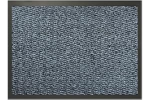 SrS Rugs® Indoor Door Mat - Heavy Duty Non Slip Barrier Mat Absorbent Washable Rubber Backed - Multipurpose Mat for Kitchen, Entryway, Hallway, Home Office (Grey, 90 x 150 cm)
