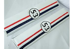 TOFOW Sicherheitsgurt-Schulterpolster, Motiv Herbie 53, Leder, weiß