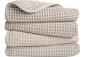 Polyte - Toalla de Manos de Microfibra superabsorbente antipelusa - Secado rápido - Punto gofrado - 40,6 x 76,2 cm - Pack de 4