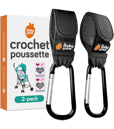 4 Crochets Solides Pour Poussette Ou Sac - En Nylon Et Mousqueton, Noir/marron, Pour Transporter Sacs De Courses
