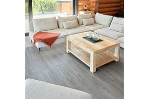 NOVECRAFTO Self Adhesive Floor Planks - 7 Planks Pack Covering 10.47 sq ft / 0.97sqm | Each Stick On Tile Plank Measures 5.9x35.9in (91.4x15.2cm) | Peel And Stick Vinyl Flooring | Grey Wood Effect