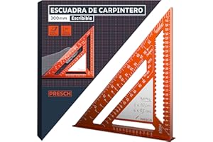 Presch Escuadra Carpintero 300mm - Innovadora superficie de notas borrable - Aluminio fresado de alta precisión para ángulos de 90° permanentemente precisos - Recubrimiento resistente