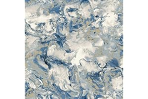 Muriva Elixir Marble Blue Wallpaper 166504 - Feature Metallic Marble Effect