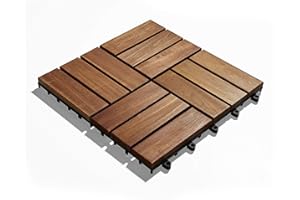 Gartenfreude Baldosas de Madera de Acacia, 10 Unidades (0,9 m²), Madera de Acacia, 30 x 30 cm, Resistentes a la Intemperie, fáciles de Colocar, Color marrón