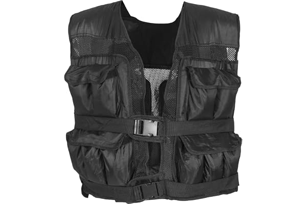 GORILLA SPORTS® Gilet Lesté - 10kg/20kg/30kg, Poids Réglable, avec Sac de Transport, Noir - Veste Lestée Ajustable, Course à Pied, pour Entraînement, Musculation, Exercice, Force, Fitness, Homme, Gym