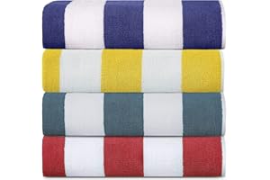 Sweet Needle Paquete de 4 Toallas de Playa 100% algodón Hilado en Anillos 76 CM X 152 CM 450 g/m² Toalla de natación y Piscina clásica a Rayas Altamente Absorbente Variedad