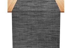 KELIODY Runner da Tavolo, Lavabile Impermeabile e Resistente all'olio, Moderno Decorazione per Esterni, Ristoranti, Matrimoni, Feste (30x180 cm, Nero)