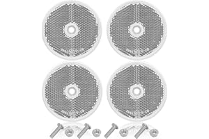 AGRISHOP White Trailer Round Reflectors,Pack of 4,with Screws,E9-Approved,Ø60mm, White Reflectors Screw On for Gate Posts,Fence,Cat’s Eye,Reflector For RV Truck KFZ PKW Camion Bike (White/Round/4Pack)