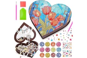 BITOYO Gifts for 6 7 8 9 10 Year Old Girls, Diamond Art for Kids with 2 Diamond Sticker, Diamond Art Jewellery Box Craft Kits for Girls Birthday Present, Diamond Painting Creative Toy for 6-10 Year Old Girls