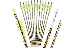 HNZMDY Pernos de Ballesta 16 17 18 20 22 Pulgadas Flechas de Ballesta con Culatines de Luna y Puntas Extraíbles Flechas de Carbono Flechas de Caza
