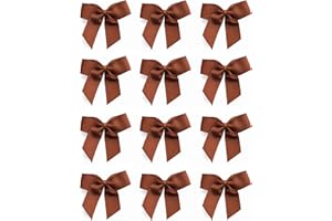 Italian Options Small Grosgrain Ribbon Bows, Self Adhesive Bows for Crafting, Gifts, Sewing, Hair Bow, Wedding Stationery, Floristry, Cakes, Crafts, Decorations, Brown, 12 Pack, 5cm